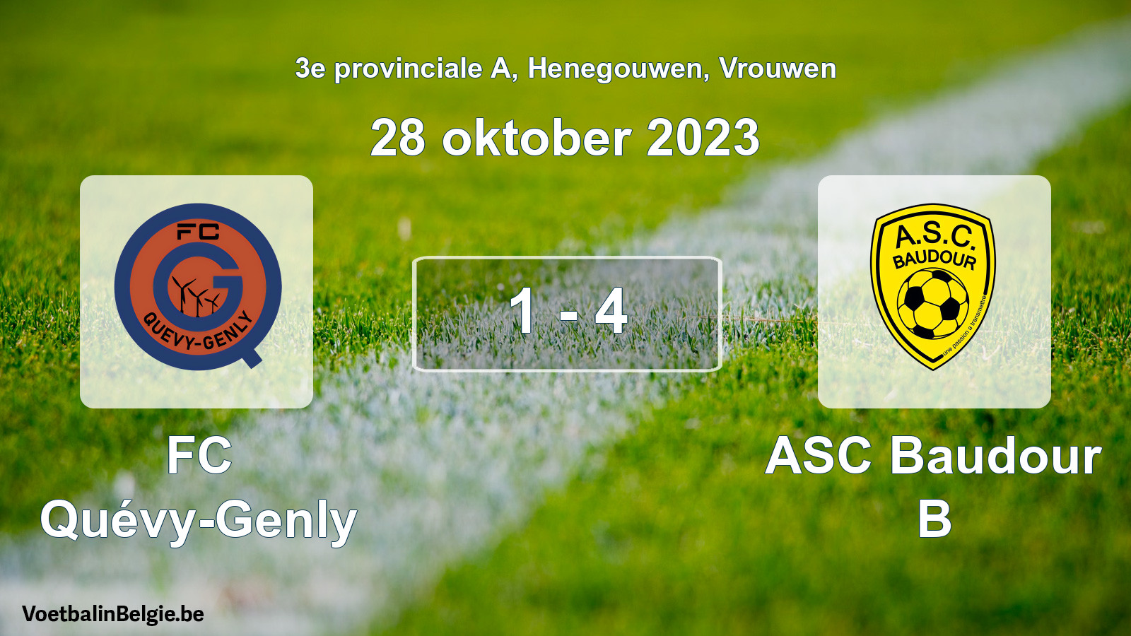 Played match women football: FC Quévy-Genly - ASC Baudour B 1 - 4 (28 October 2023)