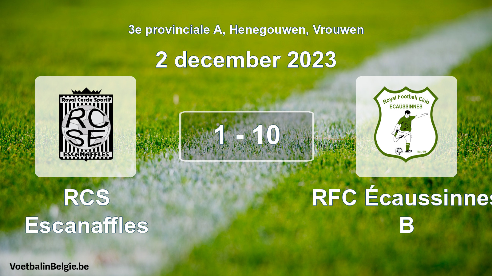 Gespeelde wedstrijd vrouwenvoetbal: RCS Escanaffles - RFC Écaussinnes B 1 - 10 (2 december 2023)