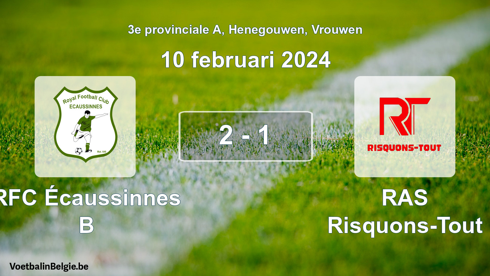 Gespeelde wedstrijd vrouwenvoetbal: RFC Écaussinnes B - RAS Risquons-Tout 2 - 1 (10 februari 2024)