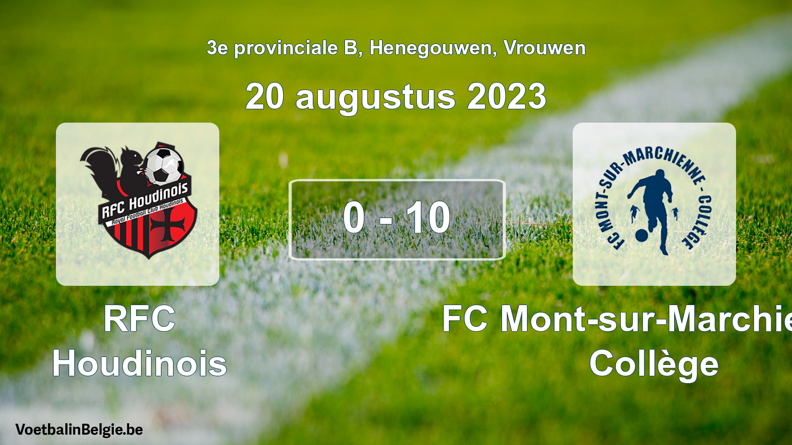 Gespeelde wedstrijd vrouwenvoetbal: RFC Houdinois - FC Mont-sur-Marchienne Collège 0 - 10 (20 augustus 2023)