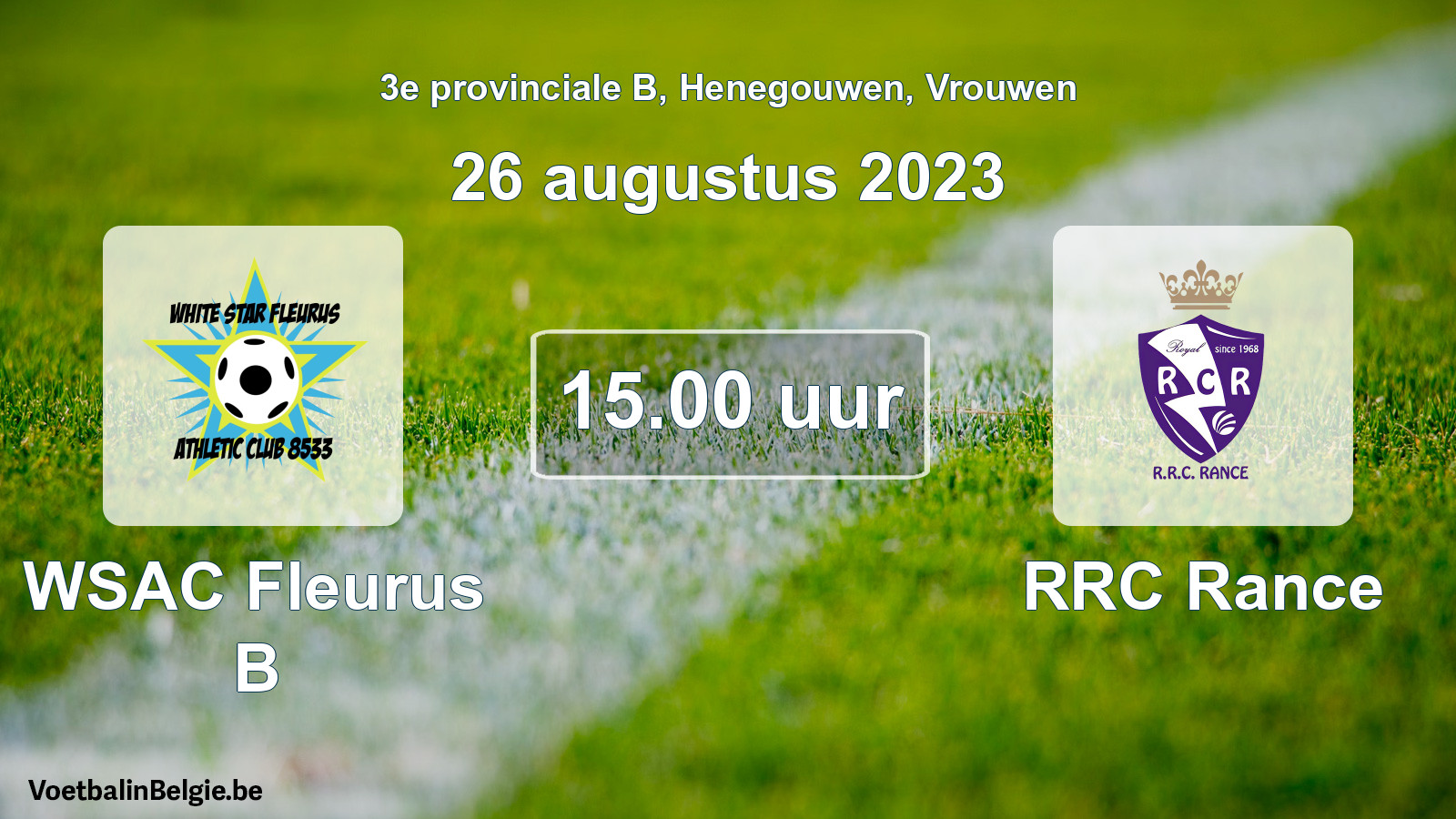 Scheduled match women football: WSAC Fleurus B - RRC Rance (26 August 2023)