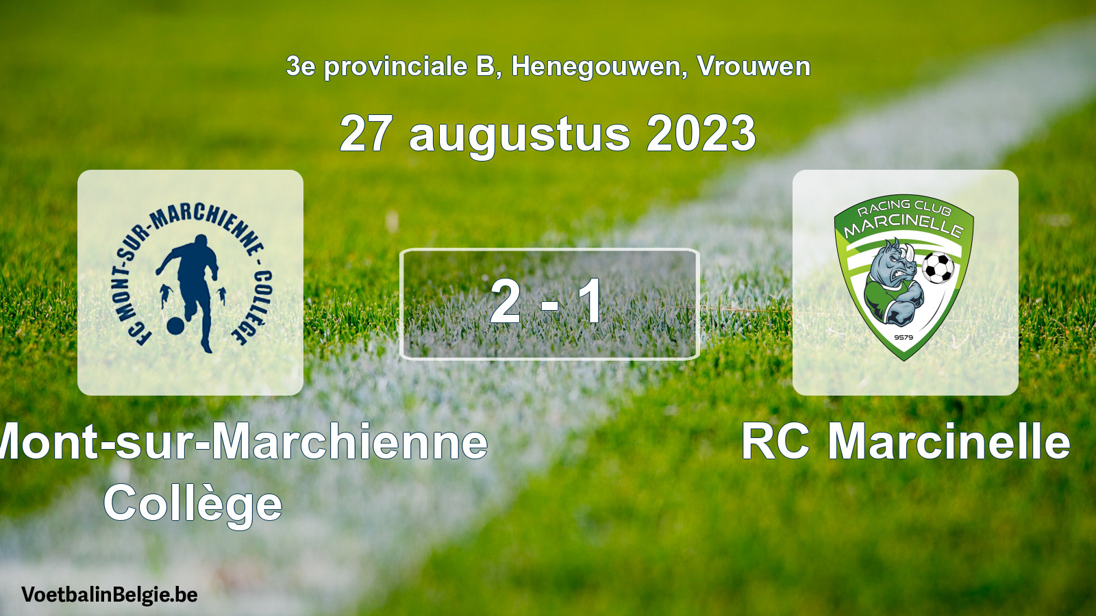 Gespeelde wedstrijd vrouwenvoetbal: FC Mont-sur-Marchienne Collège - RC Marcinelle 2 - 1 (27 augustus 2023)