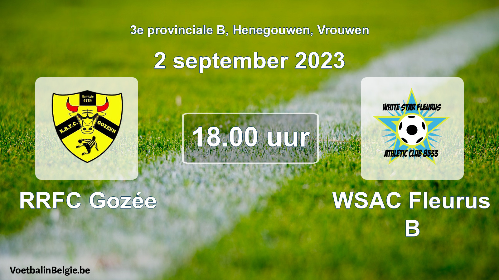 Geplantes Spiel frauen-Fußball: RRFC Gozée - WSAC Fleurus B (2 September 2023)