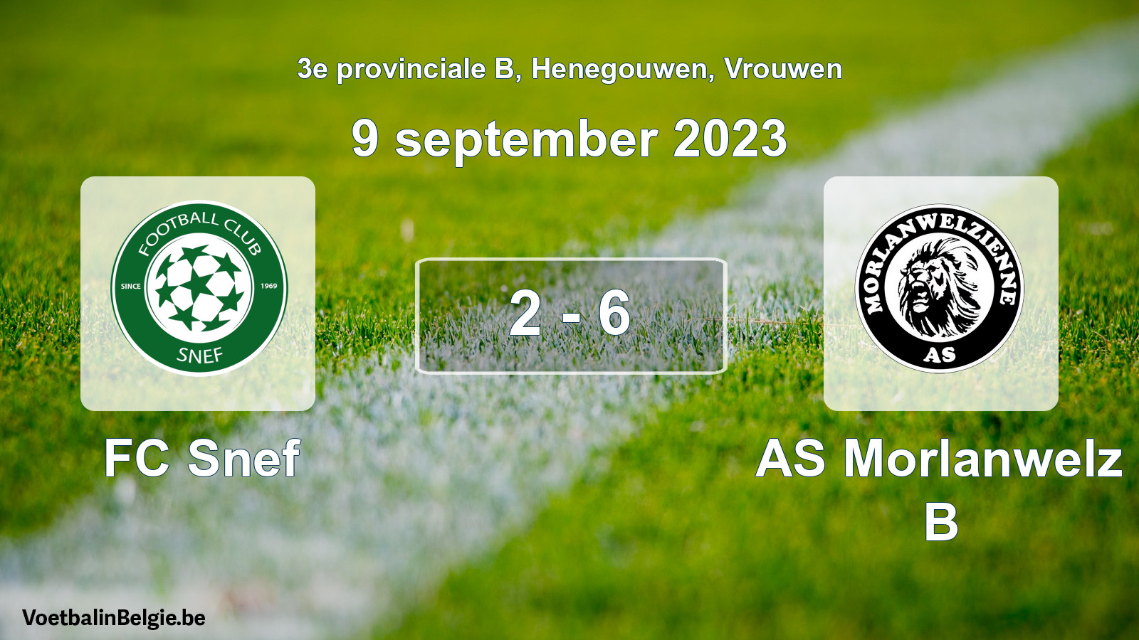 Gespeelde wedstrijd vrouwenvoetbal: FC Snef - AS Morlanwelz B 2 - 6 (9 september 2023)