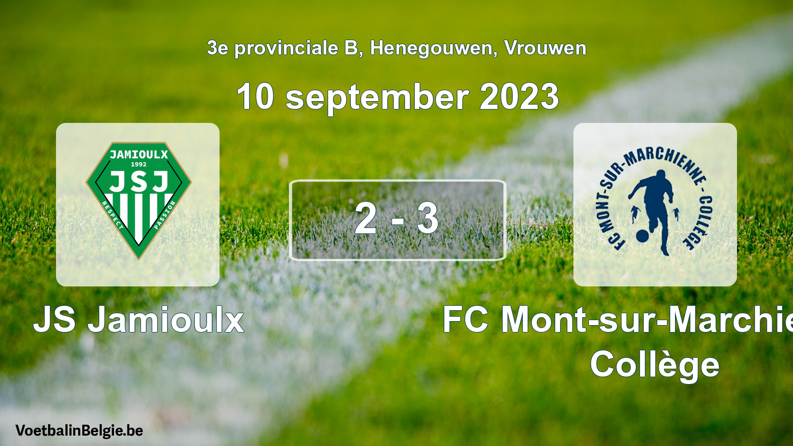 Gespeelde wedstrijd vrouwenvoetbal: JS Jamioulx - FC Mont-sur-Marchienne Collège 2 - 3 (10 september 2023)