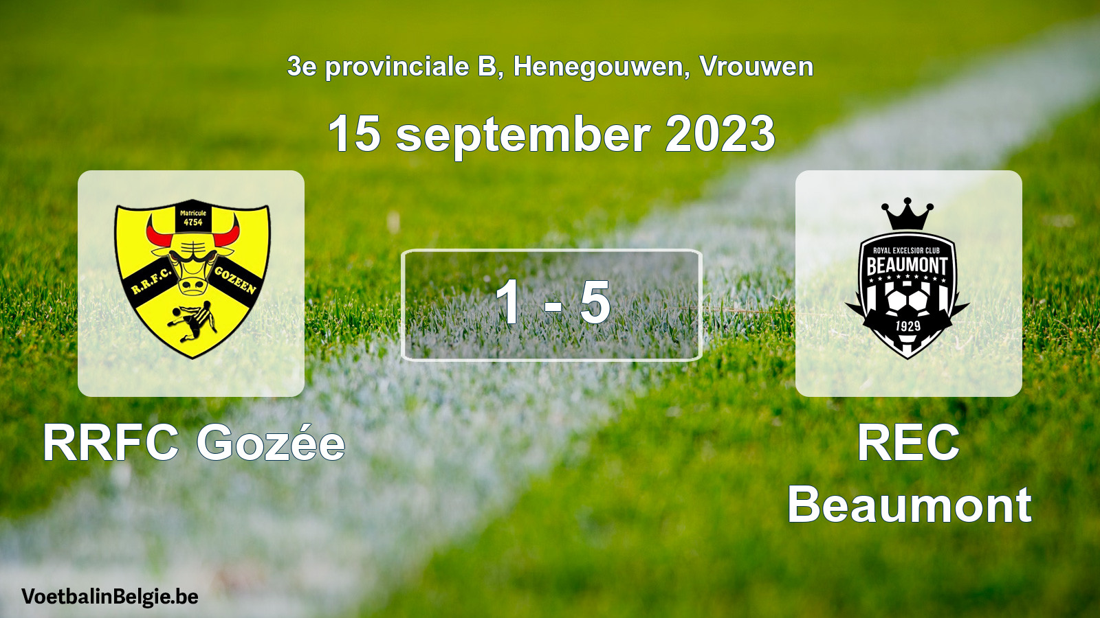 Gespeelde wedstrijd vrouwenvoetbal: RRFC Gozée - REC Beaumont 1 - 5 (15 september 2023)