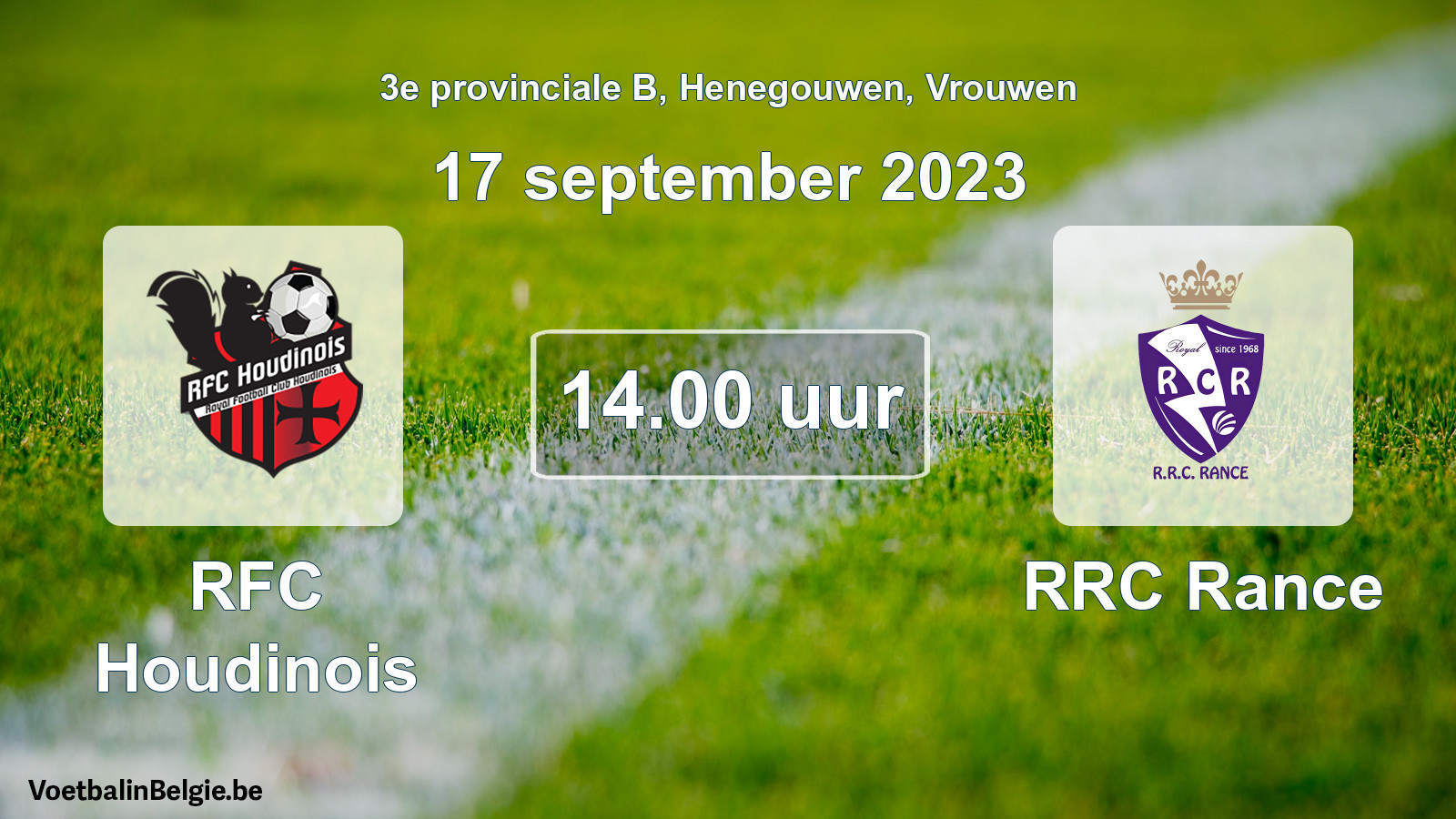 Geplande wedstrijd vrouwenvoetbal: RFC Houdinois - RRC Rance (17 september 2023)