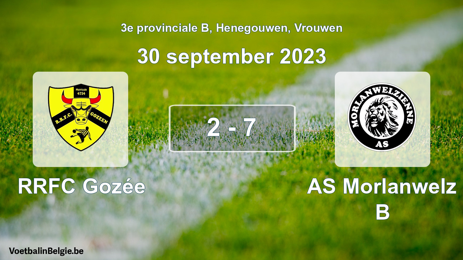 Gespeelde wedstrijd vrouwenvoetbal: RRFC Gozée - AS Morlanwelz B 2 - 7 (30 september 2023)
