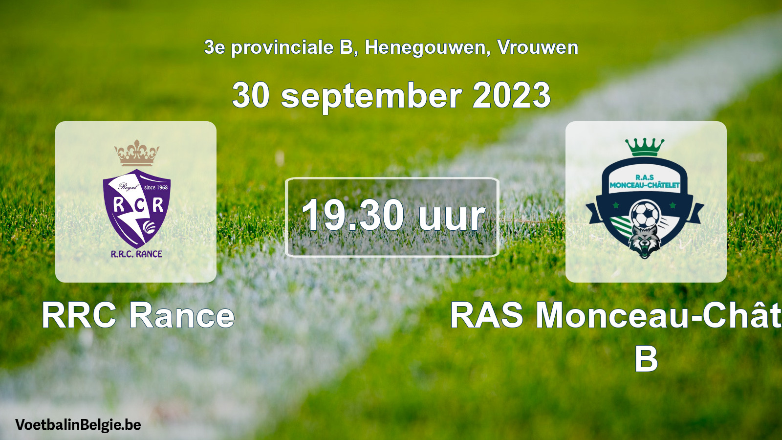 Scheduled match women football: RRC Rance - RAS Monceau-Châtelet B (30 September 2023)