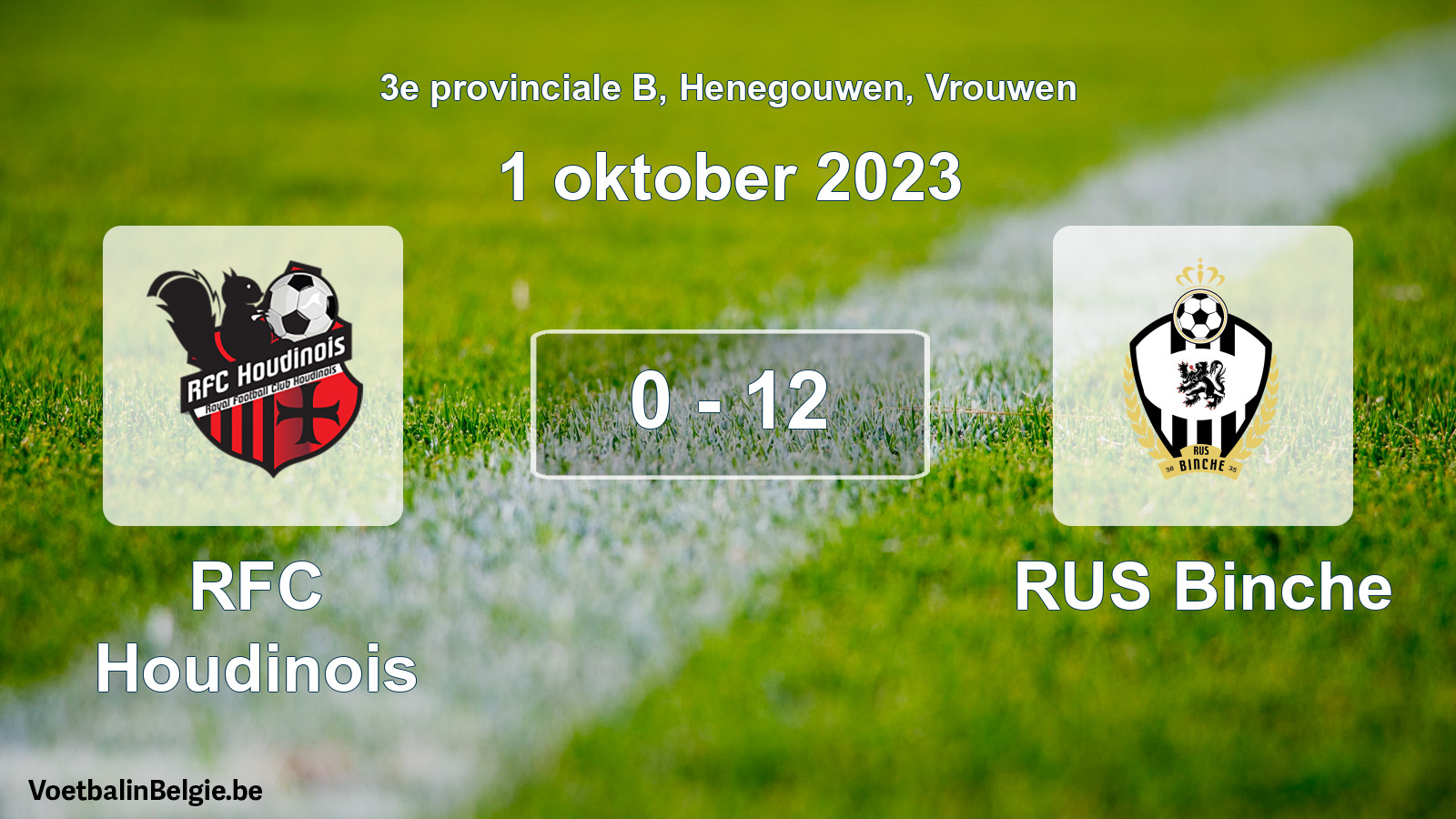 Match joué football femmes: RFC Houdinois - RUS Binche 0 - 12 (1 octobre 2023)