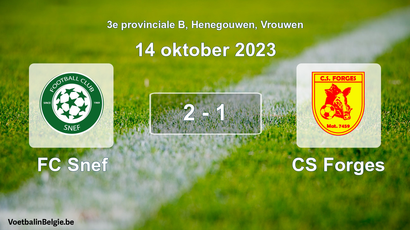 Gespeelde wedstrijd vrouwenvoetbal: FC Snef - CS Forges 2 - 1 (14 oktober 2023)