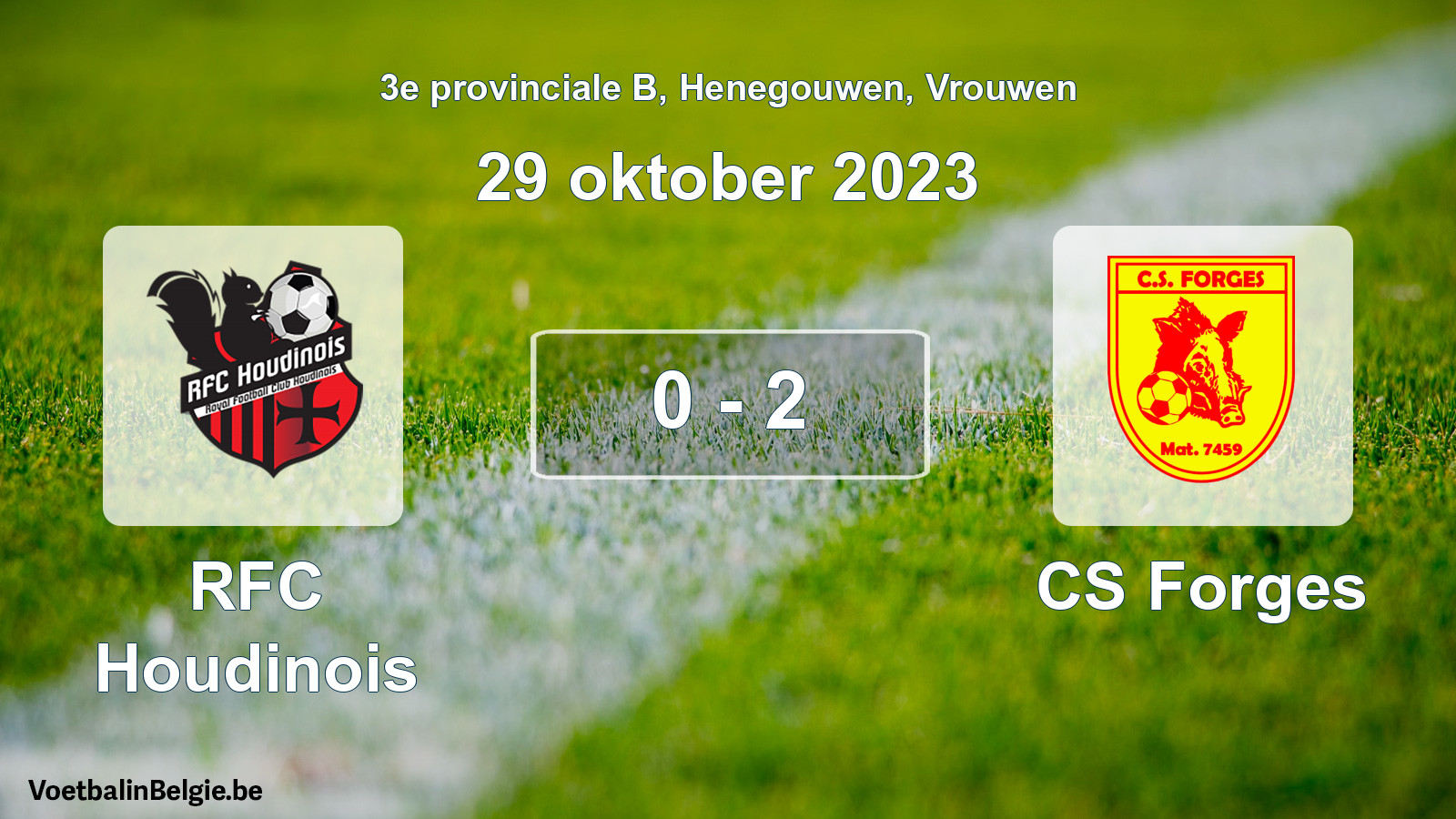 Gespeelde wedstrijd vrouwenvoetbal: RFC Houdinois - CS Forges 0 - 2 (29 oktober 2023)