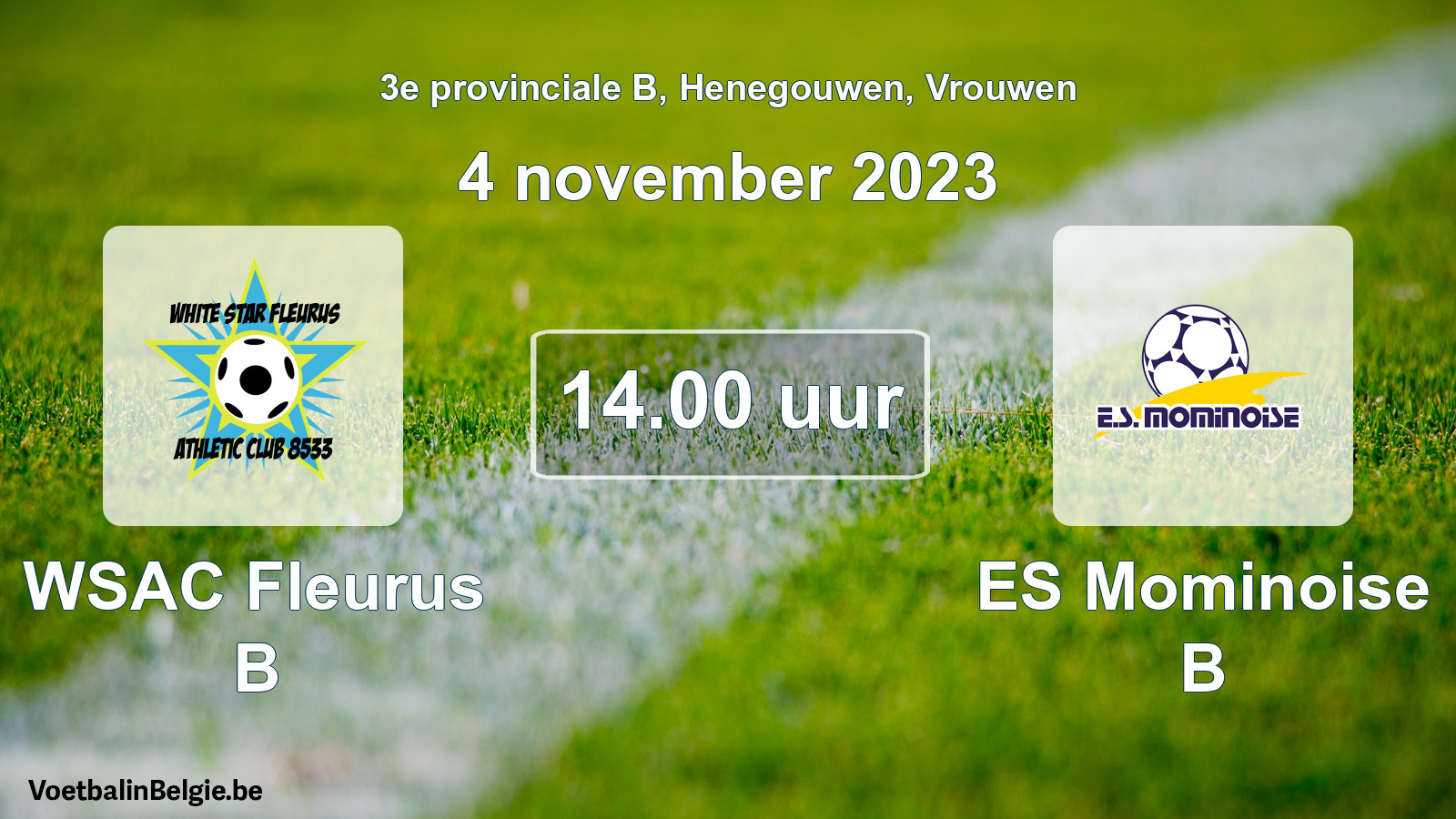 Scheduled match women football: WSAC Fleurus B - ES Mominoise B (4 November 2023)