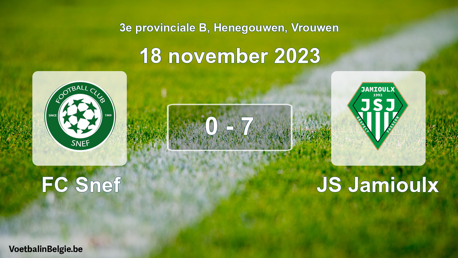 Gespeelde wedstrijd vrouwenvoetbal: FC Snef - JS Jamioulx 0 - 7 (18 november 2023)