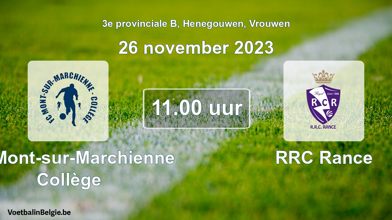 Match prévu football femmes: FC Mont-sur-Marchienne Collège - RRC Rance (26 novembre 2023)