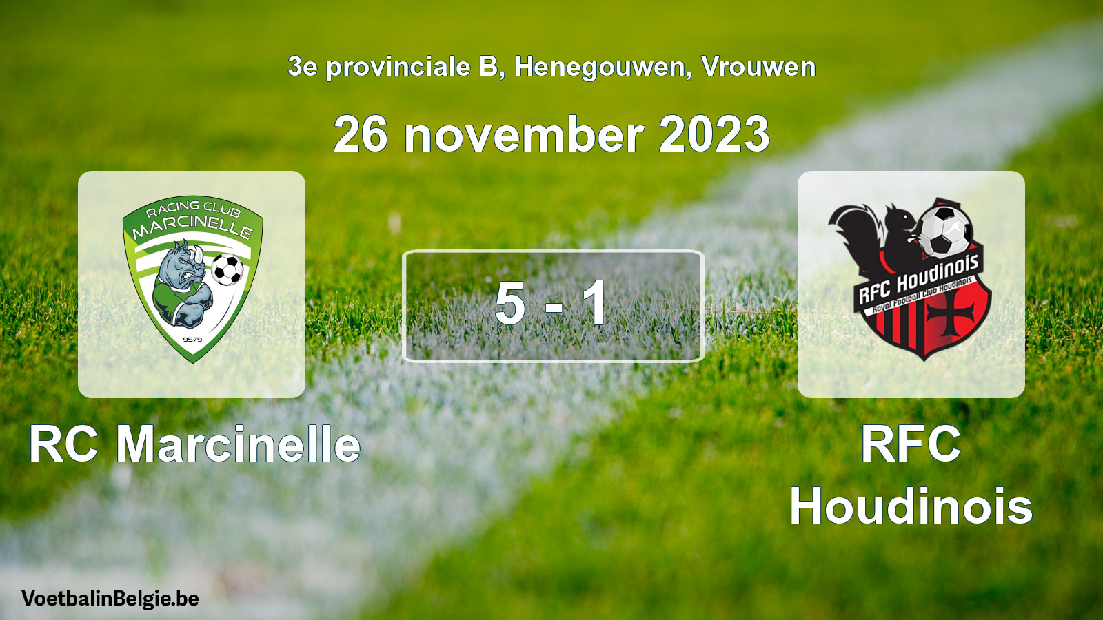 Gespeelde wedstrijd vrouwenvoetbal: RC Marcinelle - RFC Houdinois 5 - 1 (26 november 2023)