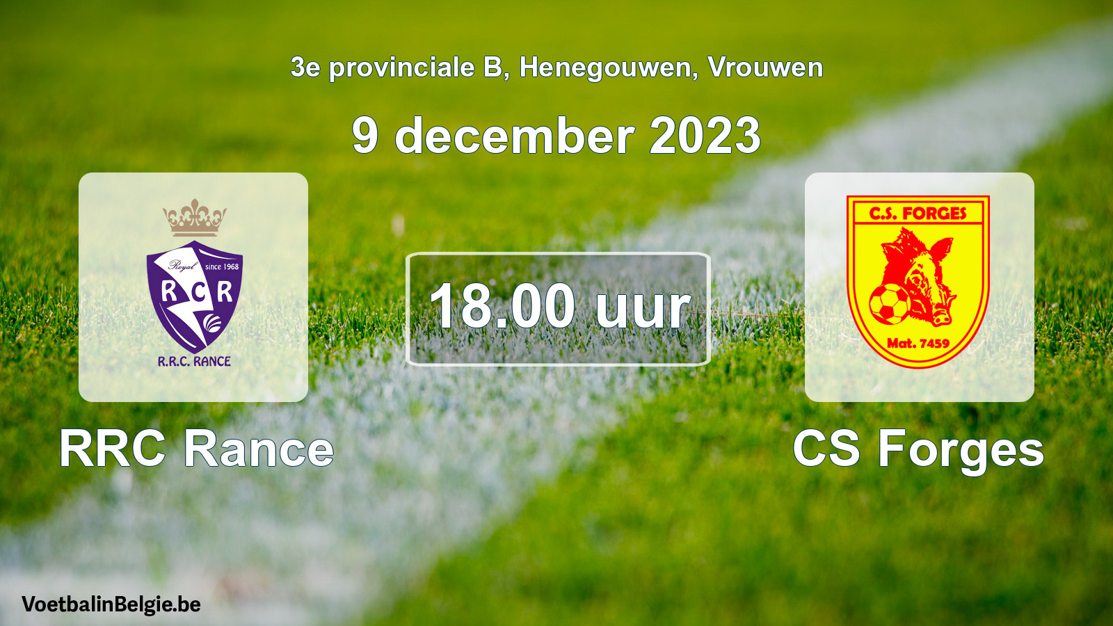 Geplande wedstrijd vrouwenvoetbal: RRC Rance - CS Forges (9 december 2023)
