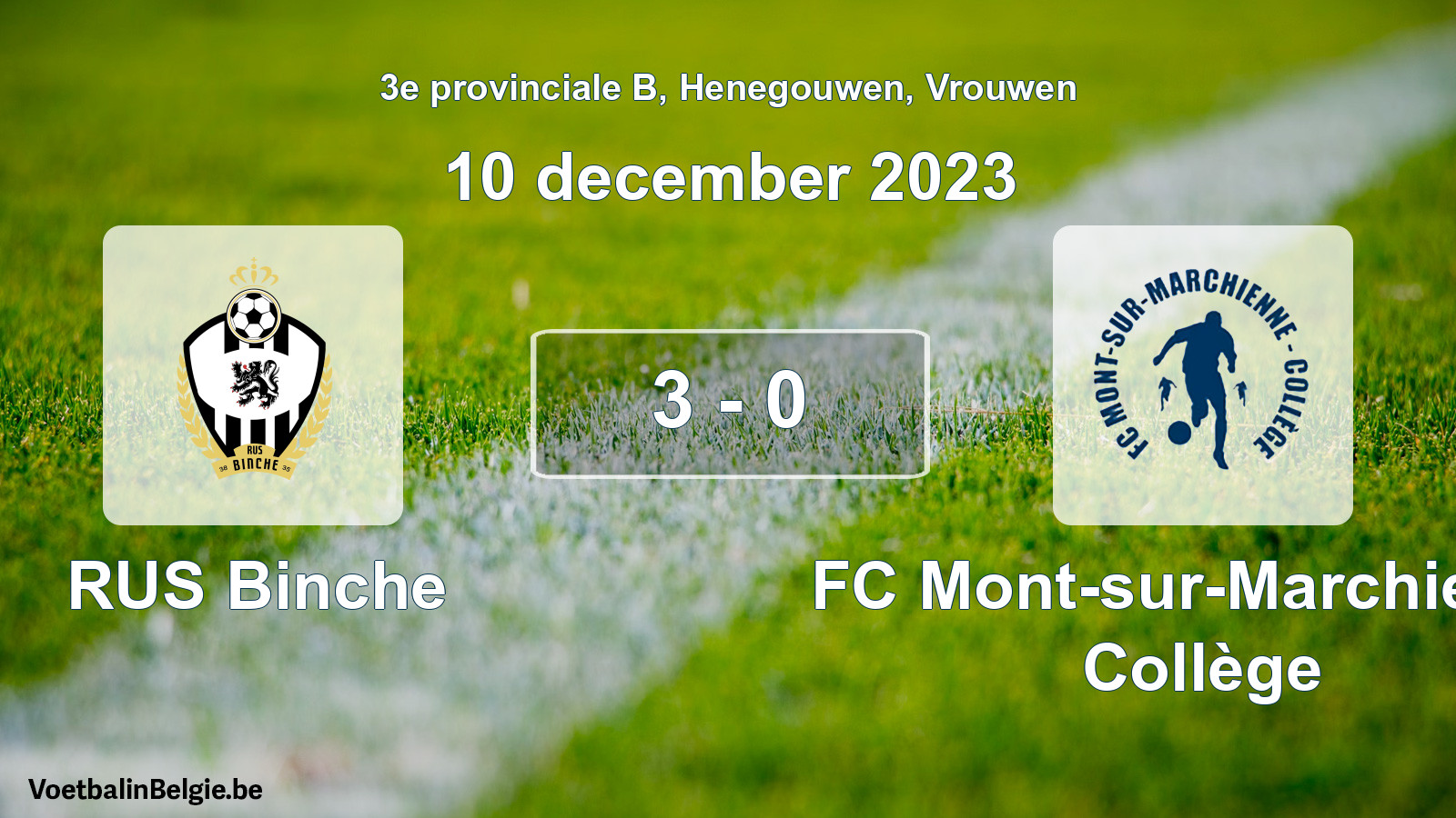 Gespeelde wedstrijd vrouwenvoetbal: RUS Binche - FC Mont-sur-Marchienne Collège 3 - 0 (10 december 2023)