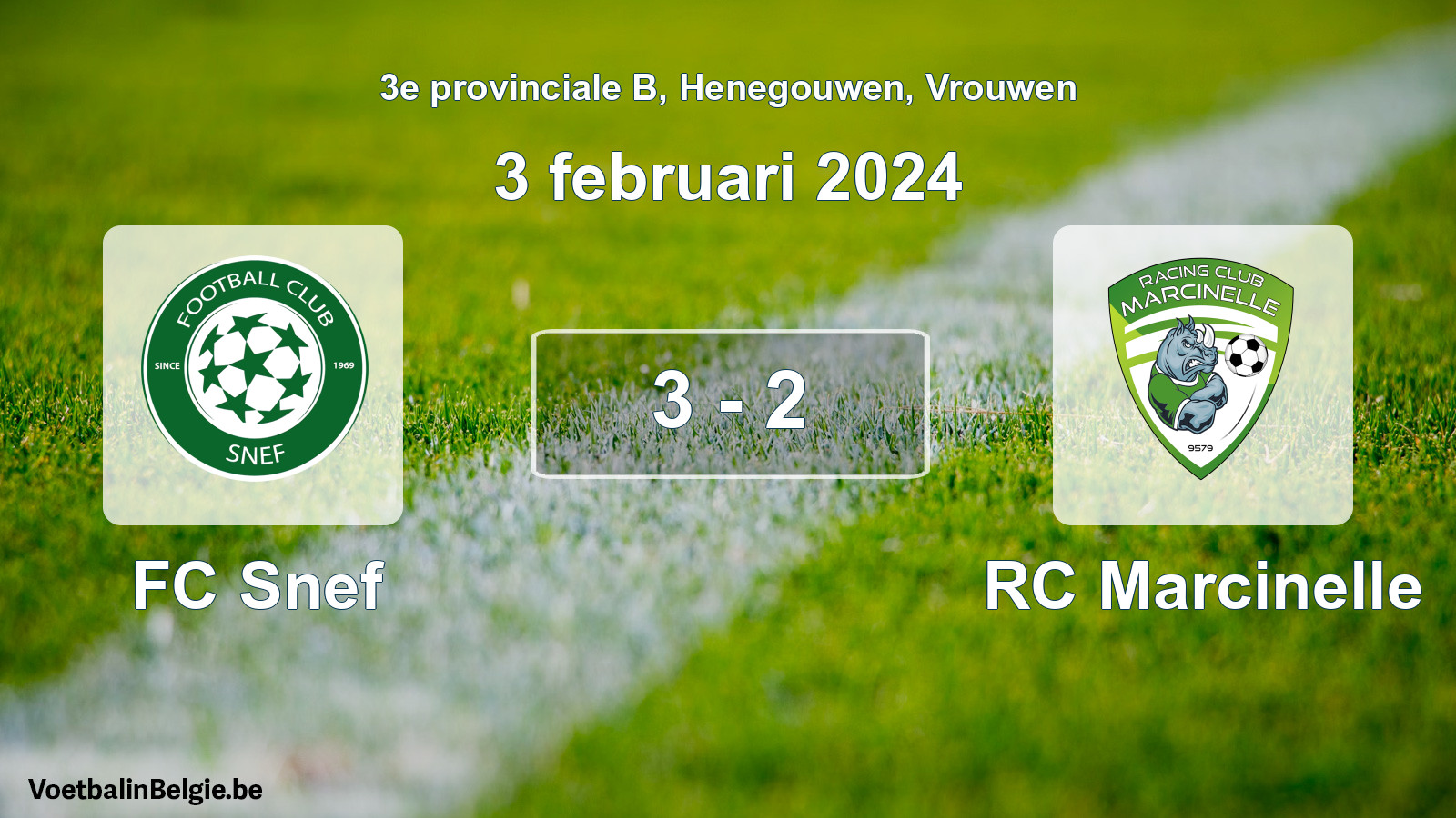 Gespeelde wedstrijd vrouwenvoetbal: FC Snef - RC Marcinelle 3 - 2 (3 februari 2024)