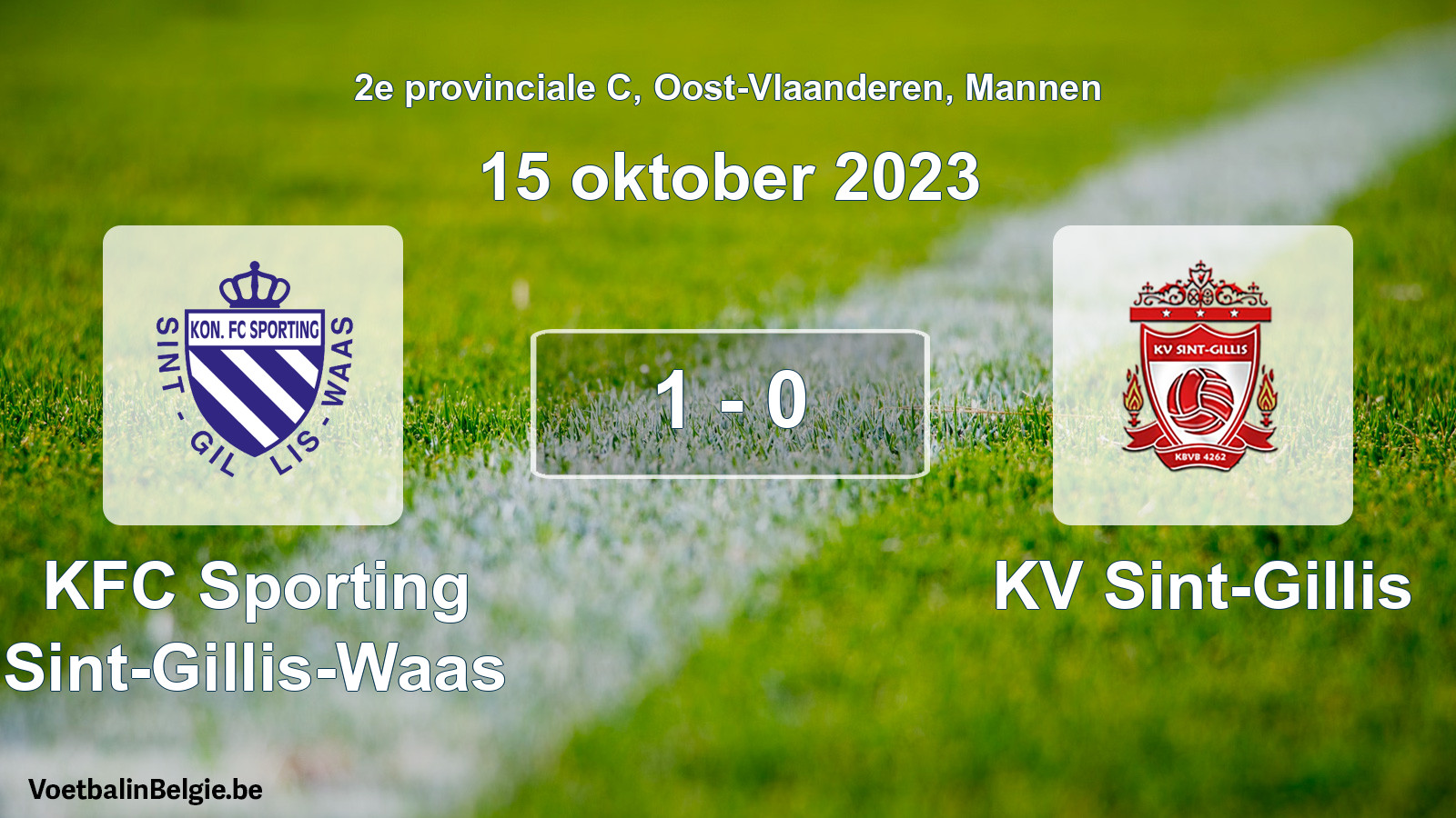 Gespeelde wedstrijd mannenvoetbal: KFC Sporting Sint-Gillis-Waas - KV Sint-Gillis 1 - 0 (15 oktober 2023)