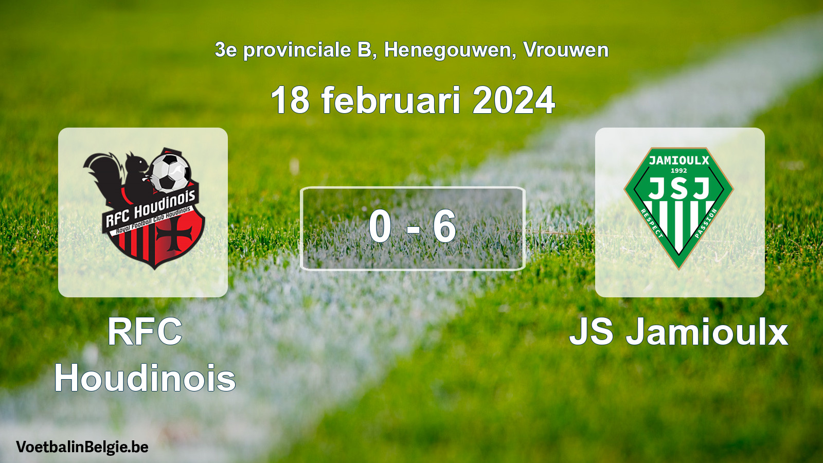 Gespeelde wedstrijd vrouwenvoetbal: RFC Houdinois - JS Jamioulx 0 - 6 (18 februari 2024)