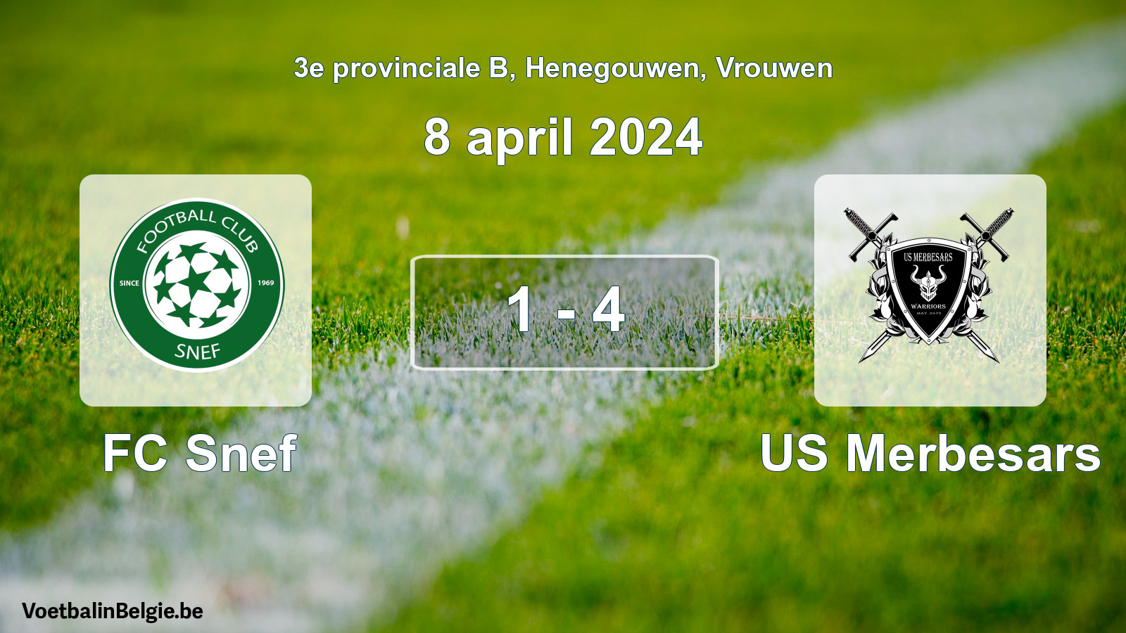 Match joué football femmes: FC Snef - US Merbesars 1 - 4 (8 avril 2024)