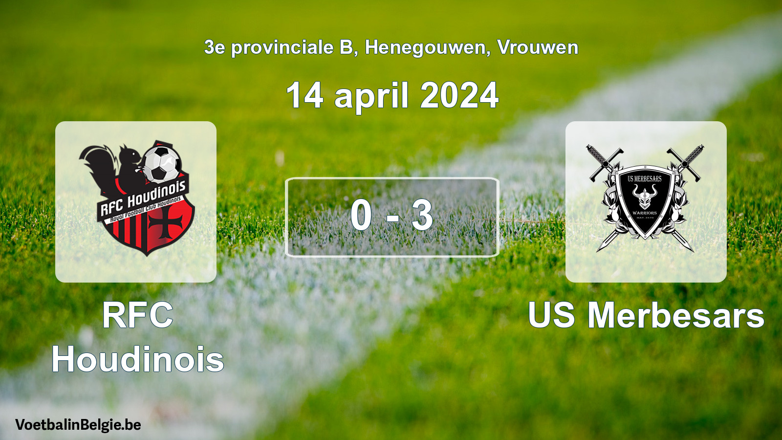 Gespeelde wedstrijd vrouwenvoetbal: RFC Houdinois - US Merbesars 0 - 3 (14 april 2024)
