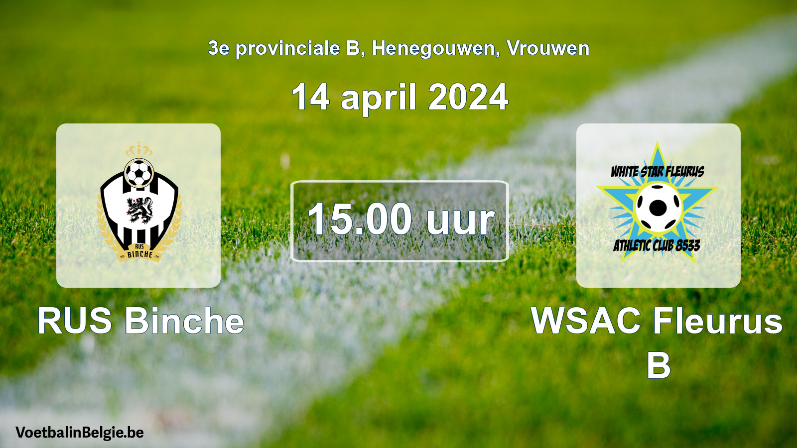 Geplande wedstrijd vrouwenvoetbal: RUS Binche - WSAC Fleurus B (14 april 2024)