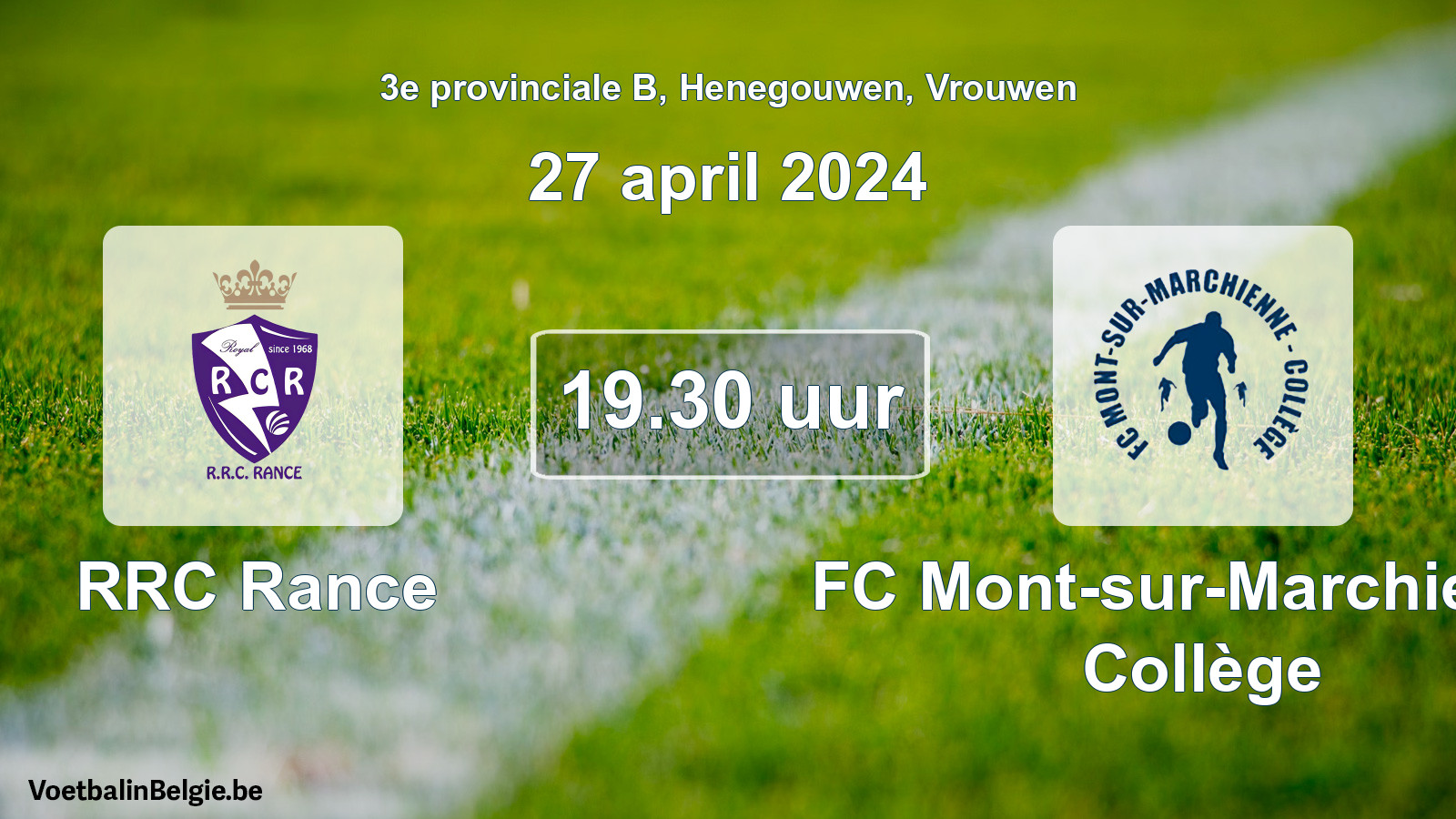 Match prévu football femmes: RRC Rance - FC Mont-sur-Marchienne Collège (27 avril 2024)