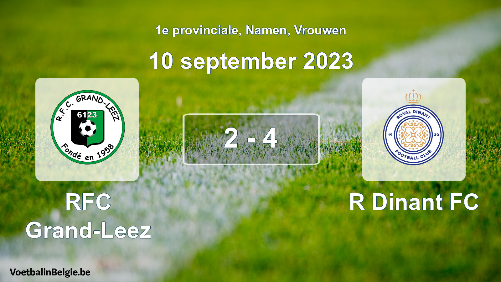 Gespeelde wedstrijd vrouwenvoetbal: RFC Grand-Leez - R Dinant FC 2 - 4 (10 september 2023)