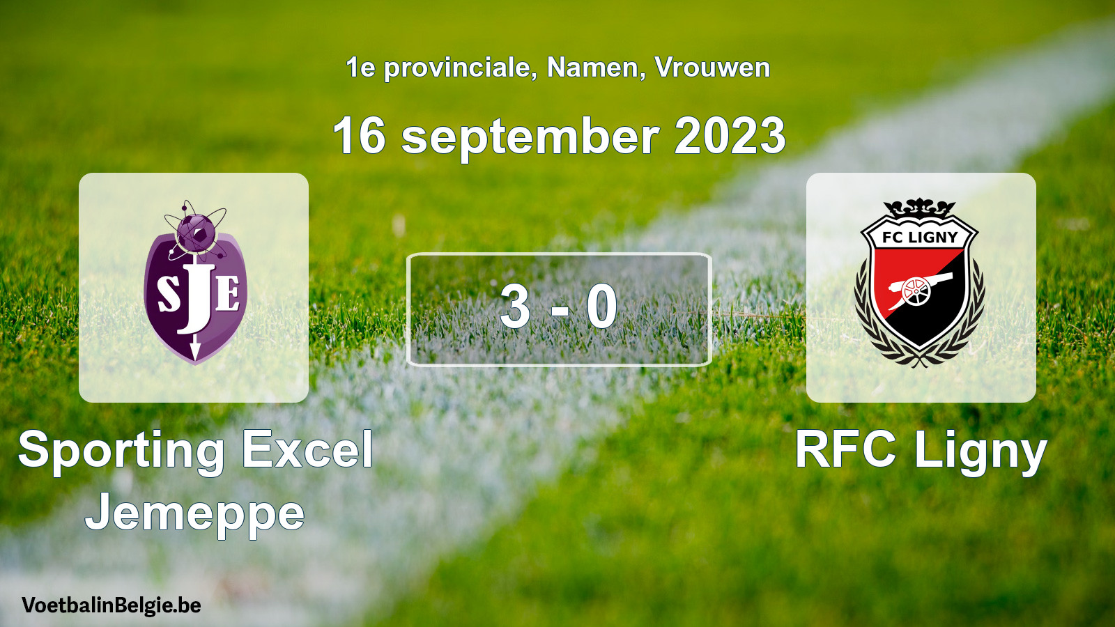 Gespeelde wedstrijd vrouwenvoetbal: Sporting Excel Jemeppe - RFC Ligny 3 - 0 (16 september 2023)