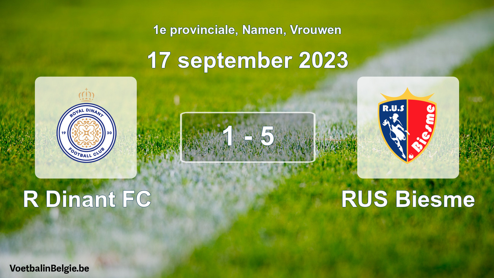 Gespeelde wedstrijd vrouwenvoetbal: R Dinant FC - RUS Biesme 1 - 5 (17 september 2023)