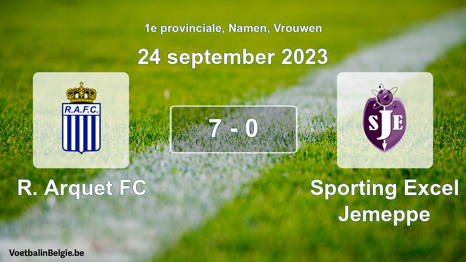 Gespeelde wedstrijd vrouwenvoetbal: R. Arquet FC - Sporting Excel Jemeppe 7 - 0 (24 september 2023)