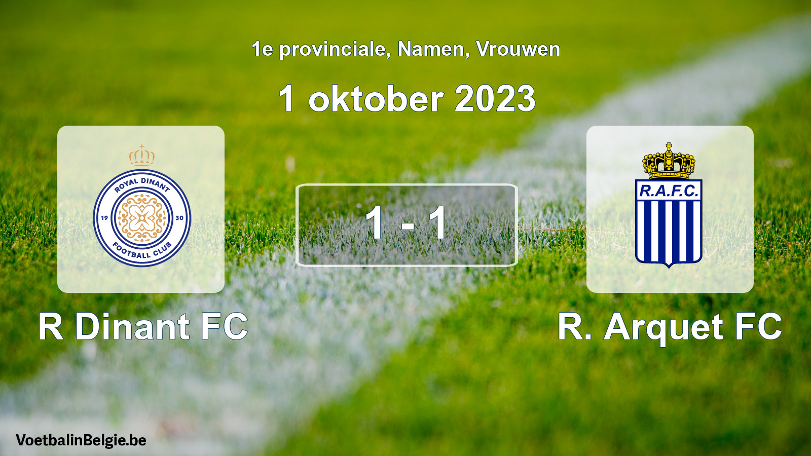Gespeelde wedstrijd vrouwenvoetbal: R Dinant FC - R. Arquet FC 1 - 1 (1 oktober 2023)