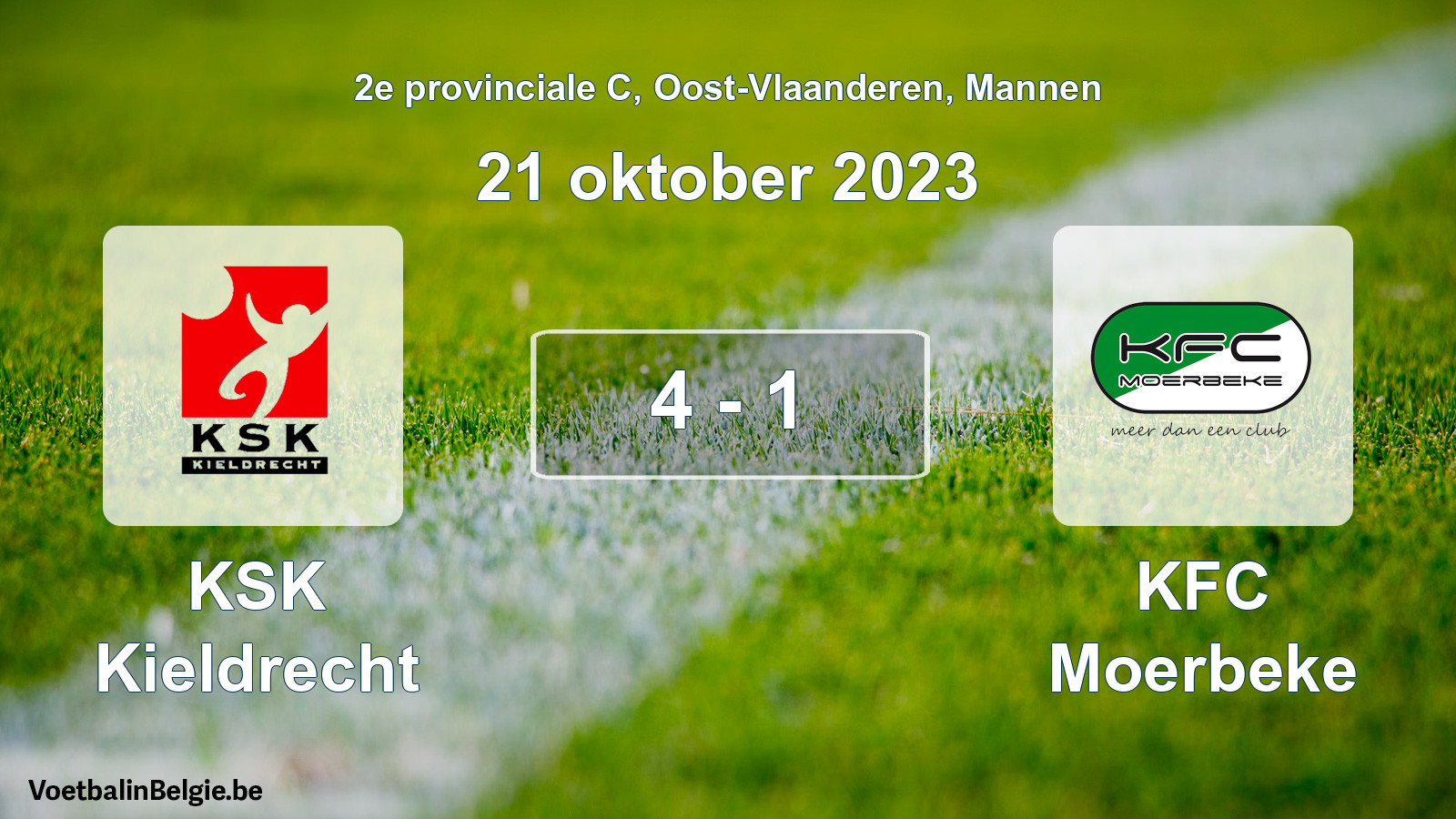 Gespeelde wedstrijd mannenvoetbal: KSK Kieldrecht - KFC Moerbeke 4 - 1 (21 oktober 2023)
