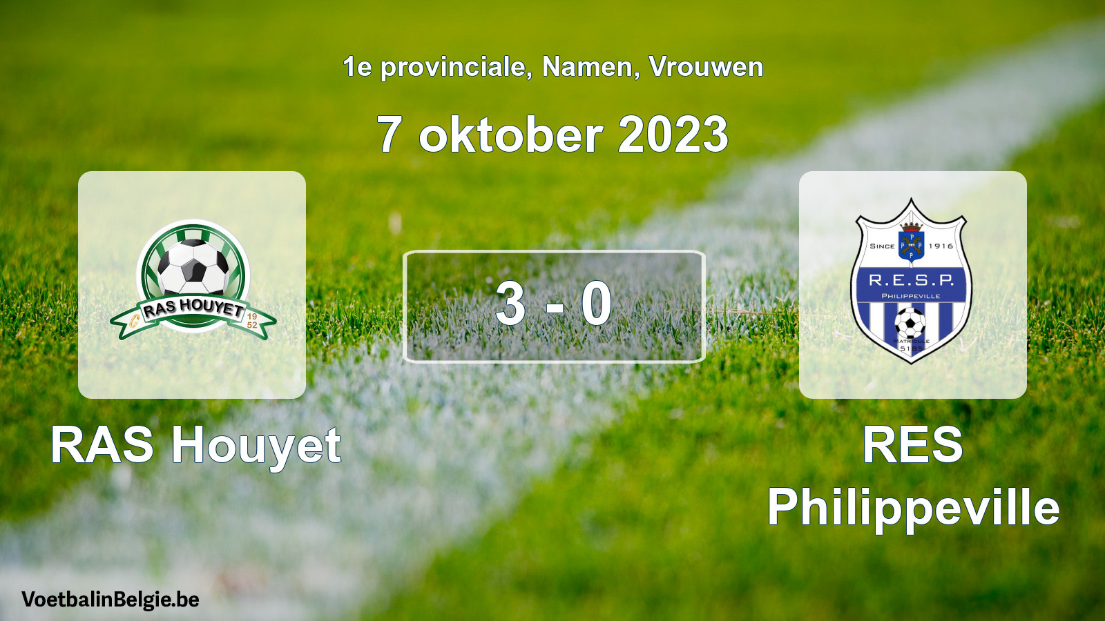 Gespeelde wedstrijd vrouwenvoetbal: RAS Houyet - RES Philippeville 3 - 0 (7 oktober 2023)