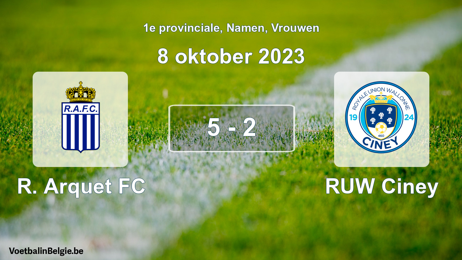 Gespeelde wedstrijd vrouwenvoetbal: R. Arquet FC - RUW Ciney 5 - 2 (8 oktober 2023)