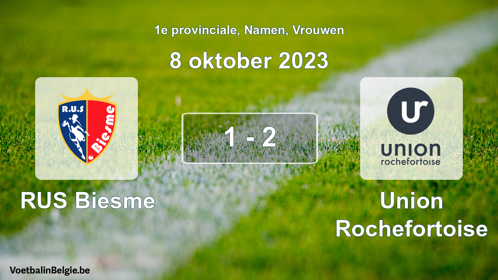 Gespeelde wedstrijd vrouwenvoetbal: RUS Biesme - Union Rochefortoise 1 - 2 (8 oktober 2023)