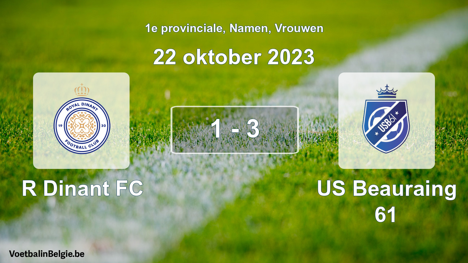 Gespeelde wedstrijd vrouwenvoetbal: R Dinant FC - US Beauraing 61 1 - 3 (22 oktober 2023)
