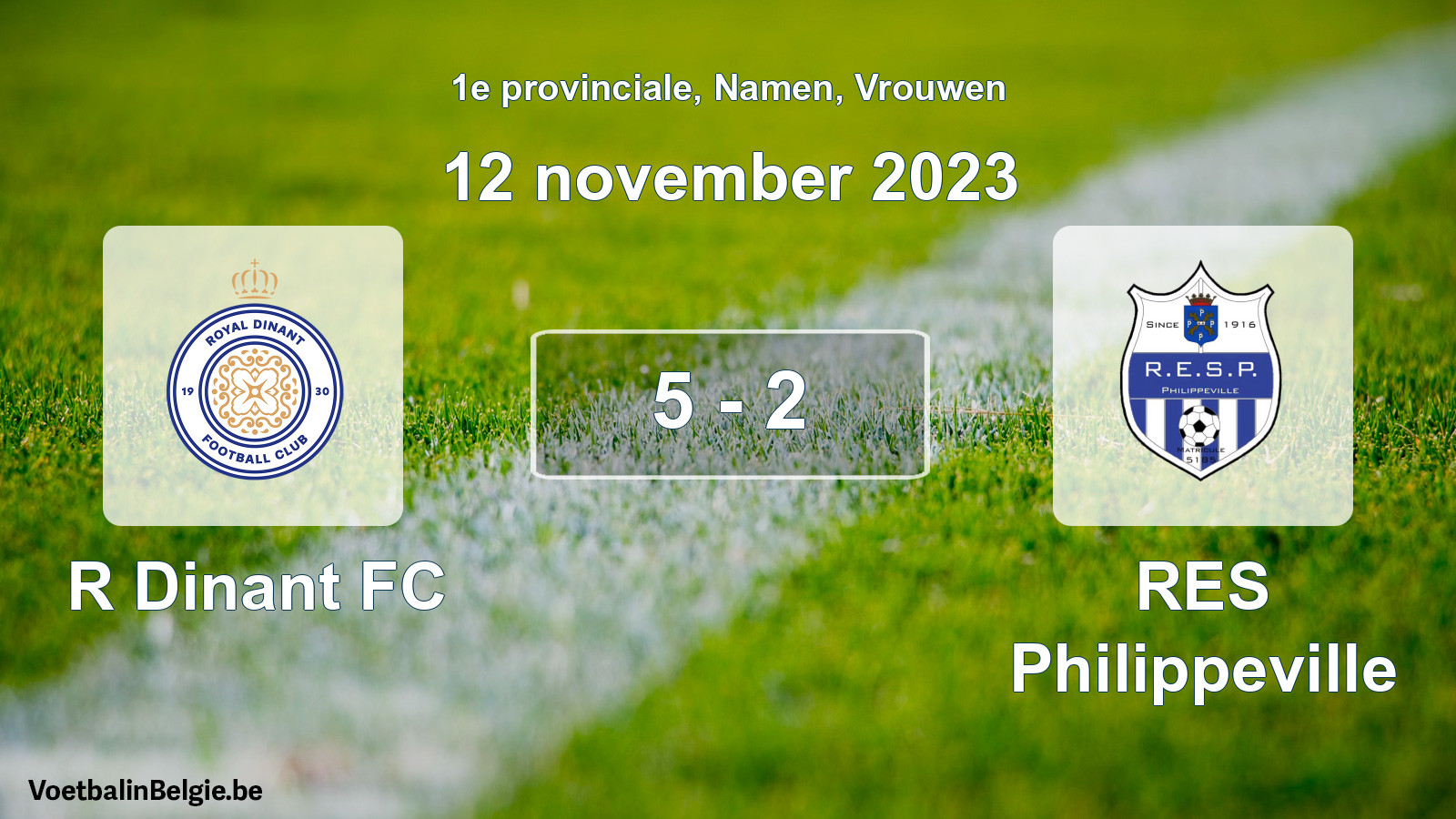 Gespeelde wedstrijd vrouwenvoetbal: R Dinant FC - RES Philippeville 5 - 2 (12 november 2023)