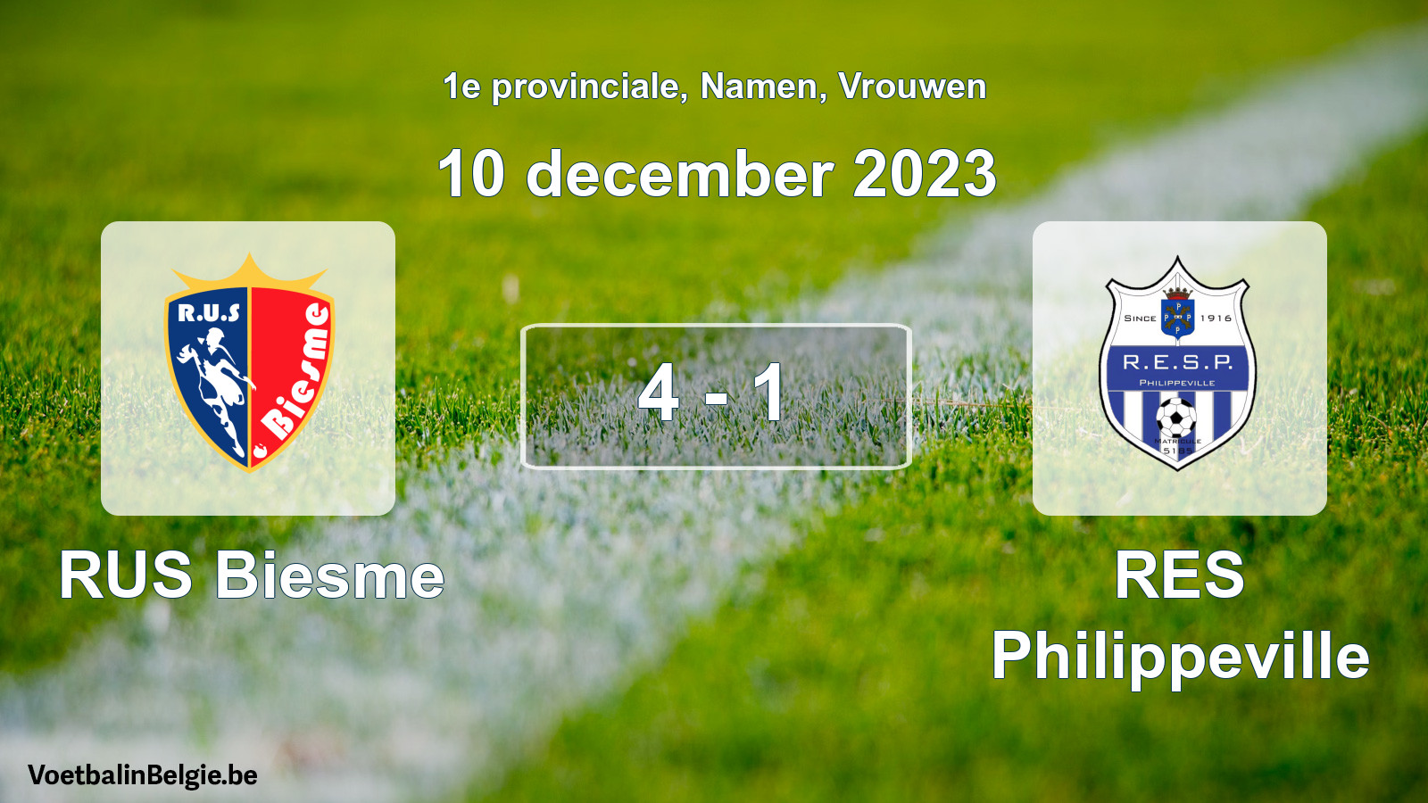 Gespeelde wedstrijd vrouwenvoetbal: RUS Biesme - RES Philippeville 4 - 1 (10 december 2023)