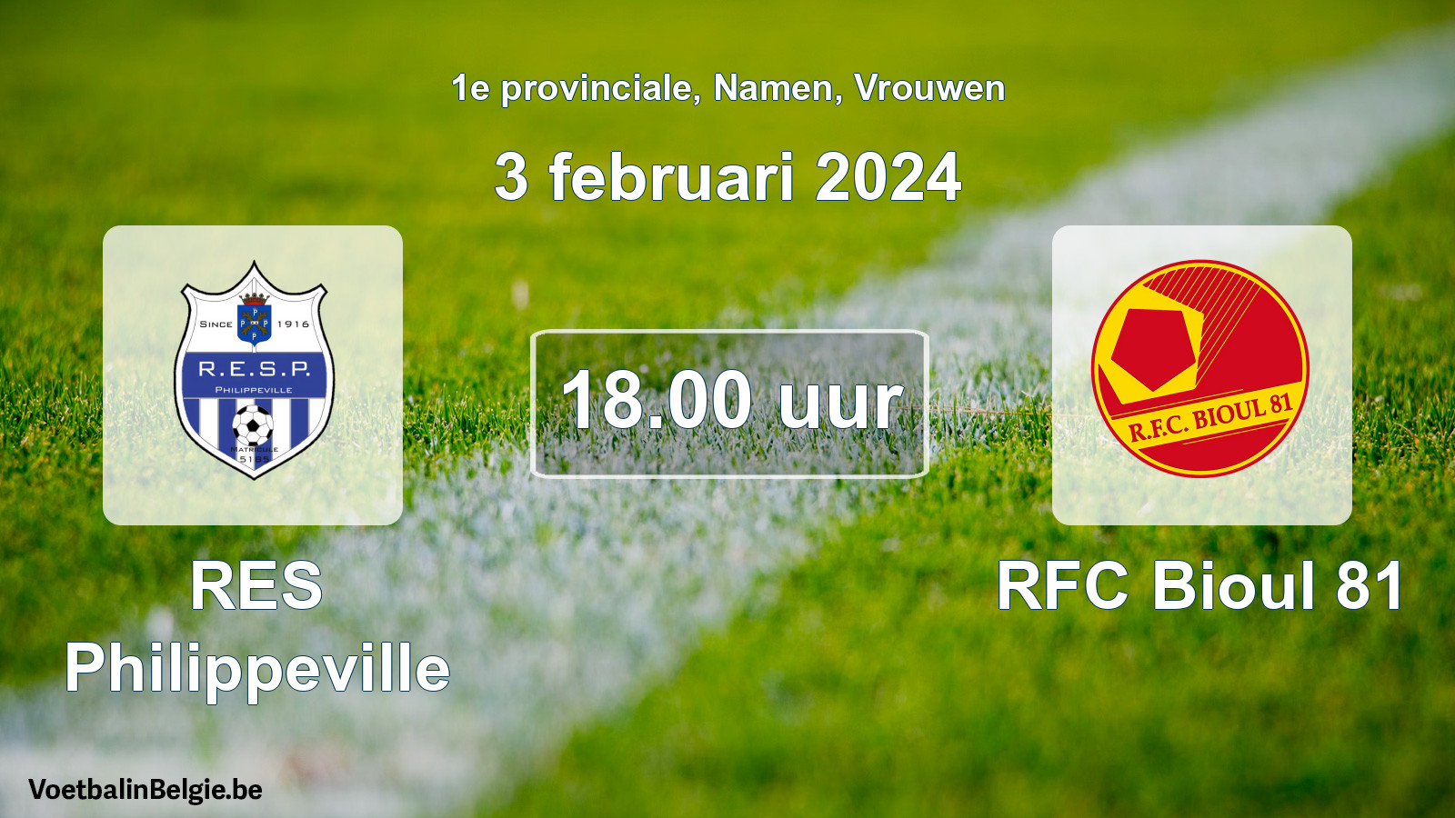 Match prévu football femmes: RES Philippeville - RFC Bioul 81 (3 février 2024)
