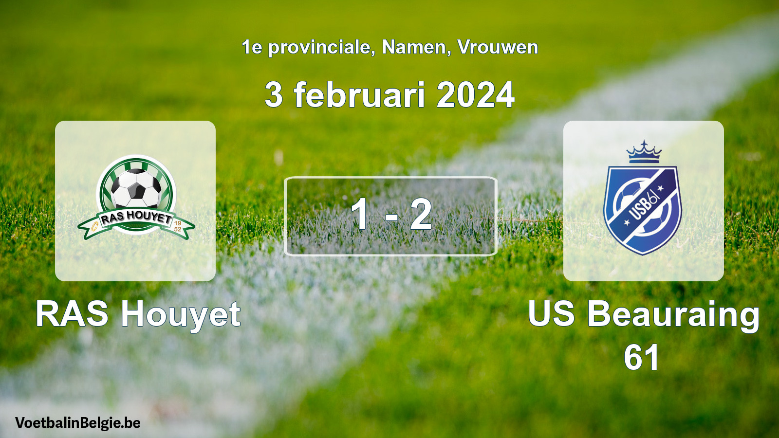 Gespeelde wedstrijd vrouwenvoetbal: RAS Houyet - US Beauraing 61 1 - 2 (3 februari 2024)