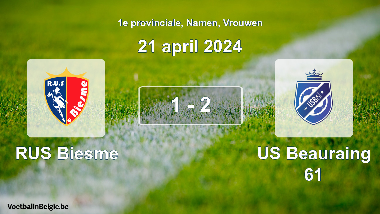 Gespeelde wedstrijd vrouwenvoetbal: RUS Biesme - US Beauraing 61 1 - 2 (21 april 2024)