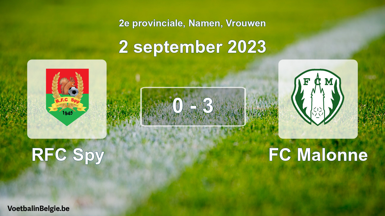 Gespeelde wedstrijd vrouwenvoetbal: RFC Spy - FC Malonne 0 - 3 (2 september 2023)
