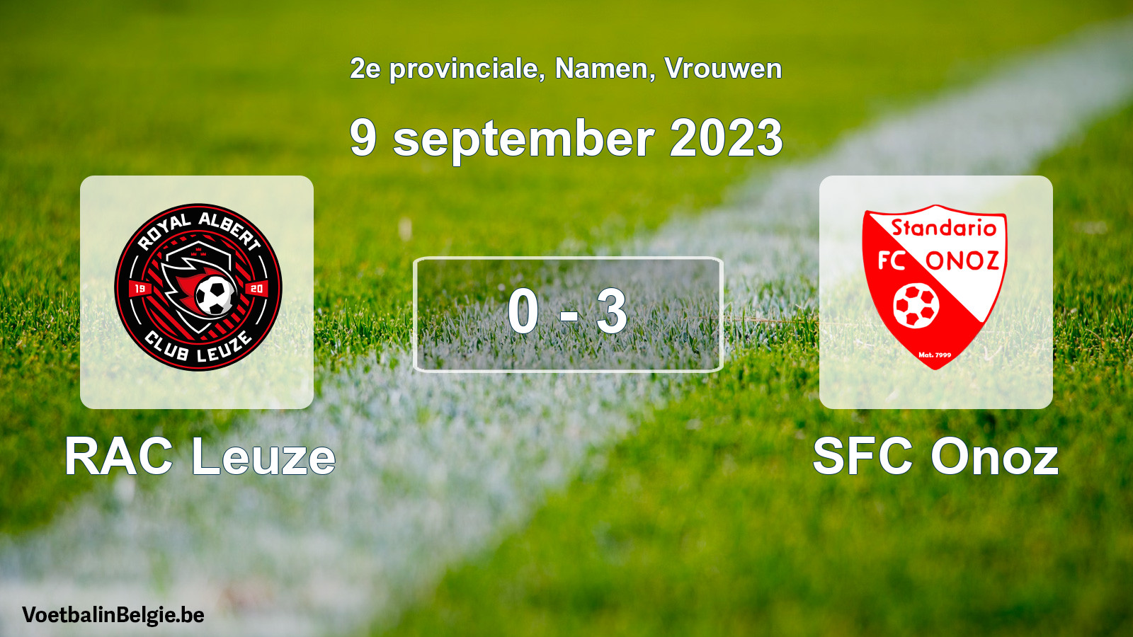 Gespeelde wedstrijd vrouwenvoetbal: RAC Leuze - SFC Onoz 0 - 3 (9 september 2023)