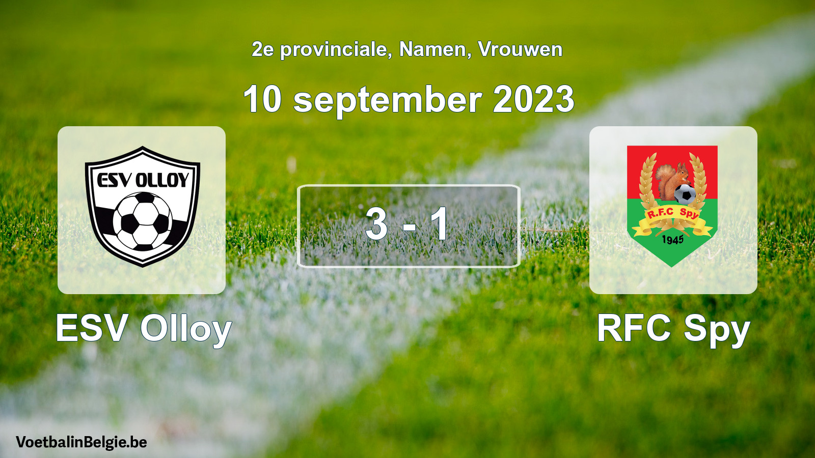 Gespeelde wedstrijd vrouwenvoetbal: ESV Olloy - RFC Spy 3 - 1 (10 september 2023)