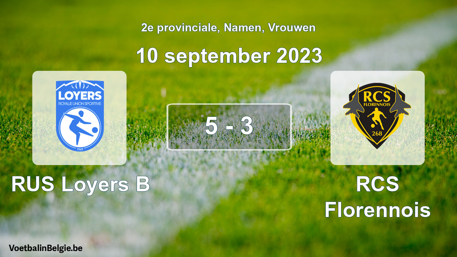 Gespeelde wedstrijd vrouwenvoetbal: RUS Loyers B - RCS Florennois 5 - 3 (10 september 2023)