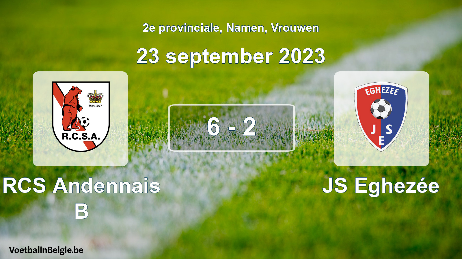 Gespeelde wedstrijd vrouwenvoetbal: RCS Andennais B - JS Eghezée 6 - 2 (23 september 2023)