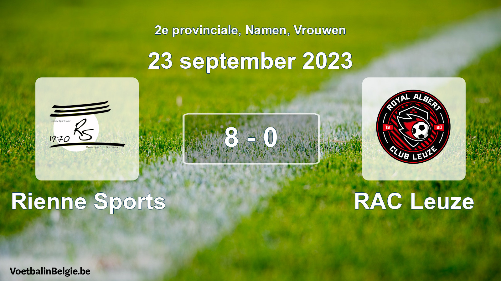 Gespeelde wedstrijd vrouwenvoetbal: Rienne Sports - RAC Leuze 8 - 0 (23 september 2023)